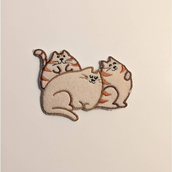 Vintage Fat Orange Tabby Cats Applique Iron On Embroidered Patch Sewing & Crafts - Picture 3 of 5